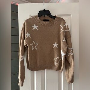SHEIN Tan Sweater with White Star Design
